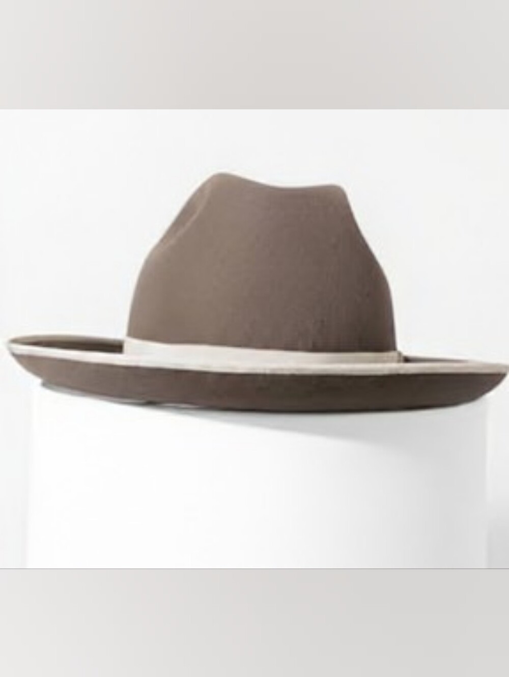 Men's Brown Wide Brim Dobbs Fedora Hat with Contrast Band